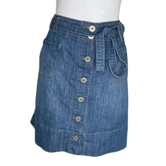 Baccini Women's Denim Button Fly Mini Skirt Coquette Cute Goth Y2k Vintage 16 - Picture 1 of 4